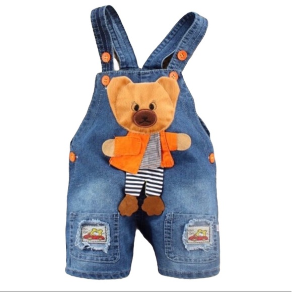 3D Soft Teddy Bear Pocket Bib Overalls NWT - Picture 2 of 7